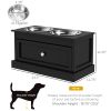 PawHut Elevated Dog Bowls with Storage Drawer, Raised Dog Bowl Stand Pet Food Bowl Dog Feeding Station, Black - Black