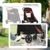 PawHut Pet Stroller Dog Cat Carriage One Click Fold with Universal Front Wheels Shock Absorber Brakes Storage Bags Mesh Window - default